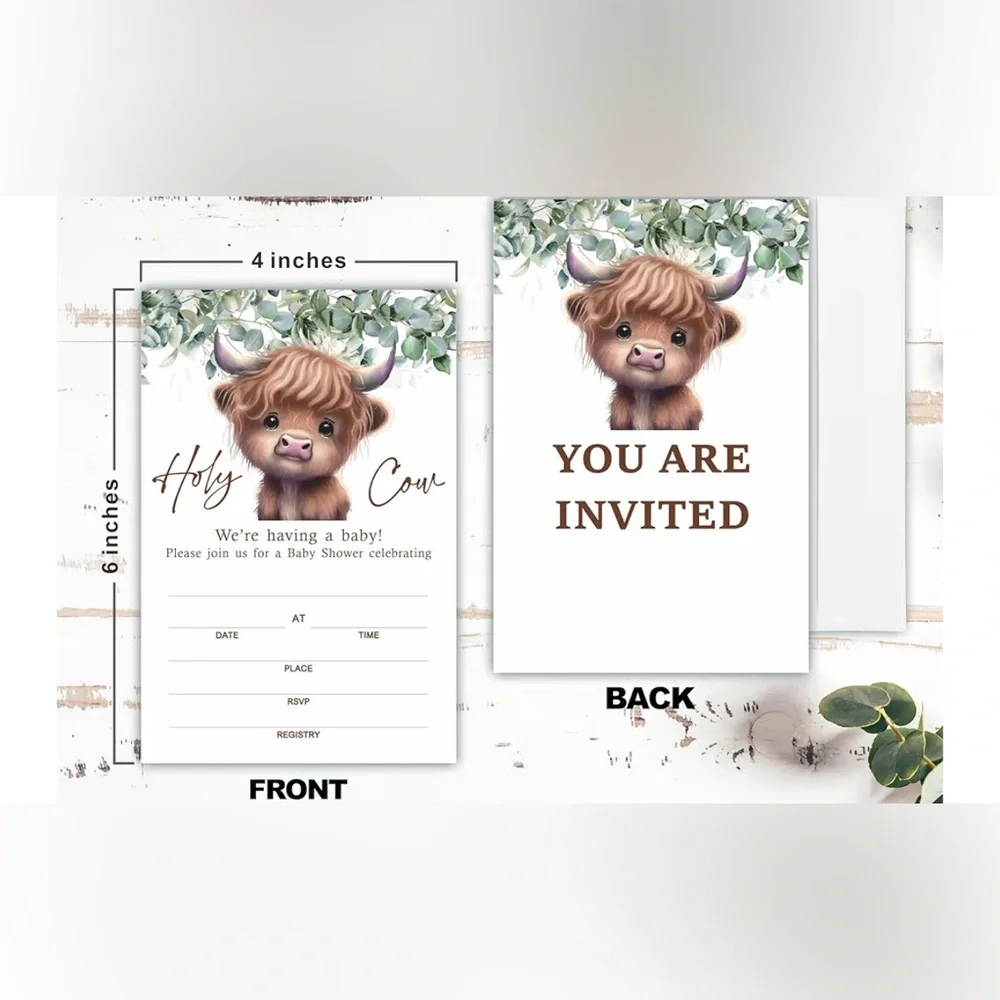 Holy Cow Baby Shower Invitations